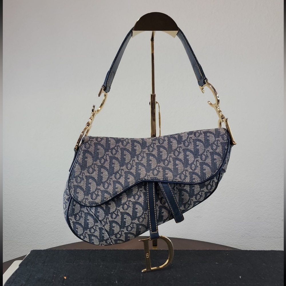CHRISTIAN DIOR Vintage Diorissimo Oblique Saddle Bag  small